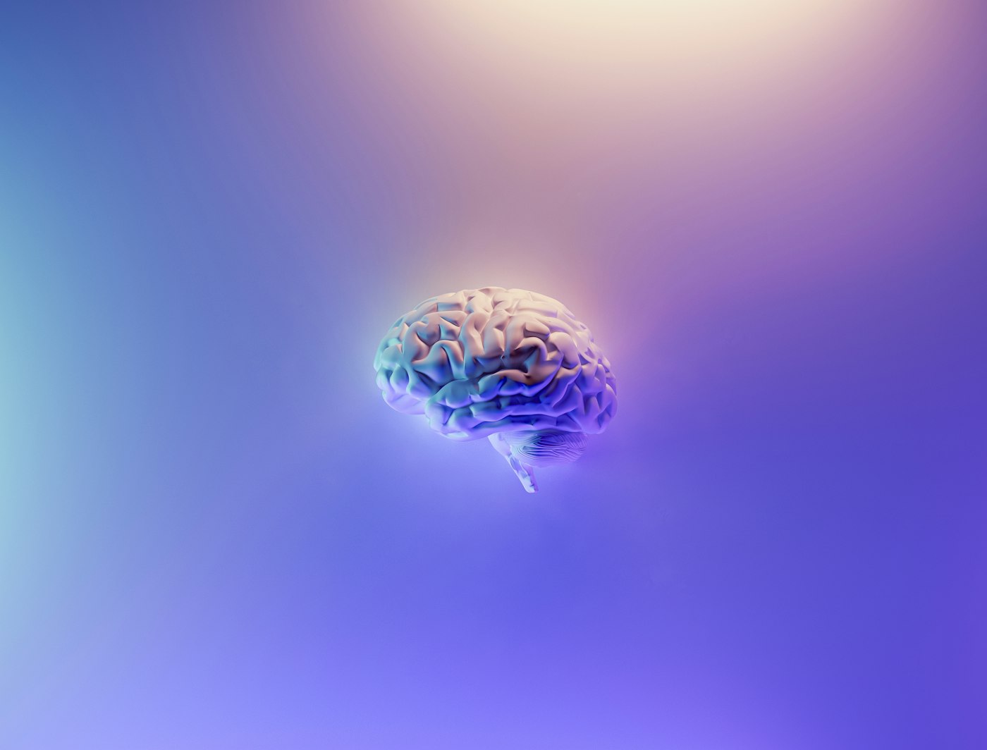 Αφηρημένος ιριδίζων εγκέφαλος σε μπλε-μωβ φόντο